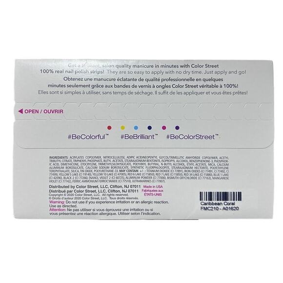 Color Street Coribbean Coral 100% Real Nail Polish Strips 16 Count Peel & Apply - Picture 4 of 5